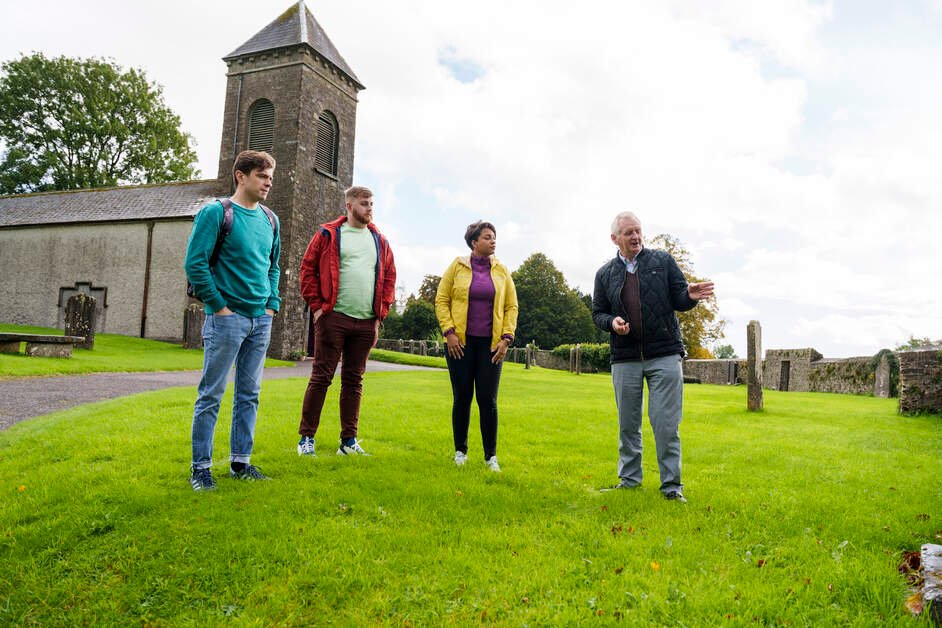 Visitors at St John's Church on a Heritage Tour in Ireland's Hidden Heartlands