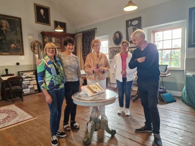 The Edgeworths Society admires the Honora Edgeworth medallion in the Maria Edgeworth Centre