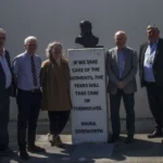 Group of people standing at the Library