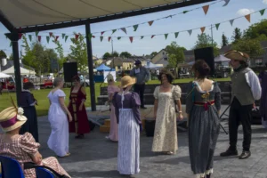 People in period dress performing Regency Dance at the Maria Edgeworth Festival 2025