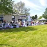 People enjoying tea in the sunshine