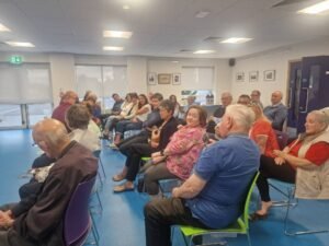 Visitors in the Library to watch A Visual History of Edgeworthstown for Heritage Week 2025