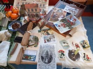 Victorian Christmas decorations on a table