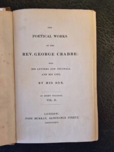 The book: 'Life and Poems of Rev. George Crabbe' by his son