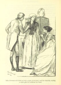 The characters of the novel, Belinda, Lady Delacour and Clarence having a conversation