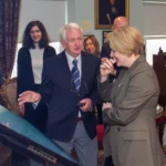 British Ambassador Kara Owen and Matt Farrell in the Maria Edgeworth Centre