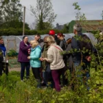Visitors to the Walled Garden at the Manor learning about foraging