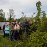Visitors to the Walled Garden at the Manor learning about foraging