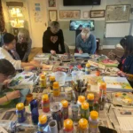 A group of art students practice their painting in the Maria Edgeworth Centre