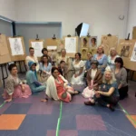 Teacher, artists and model at the Life Drawing workshop