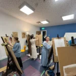 Art students working on their drawing