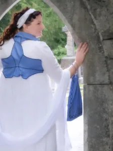 Regency dress with blue Reticule